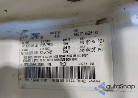 1999 Dodge Dakota Slt/Sport из США, поврежденный, VIN 1B7GL22X5XS134500